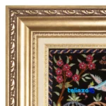 Detail view of Si Persia Handwoven Carpet Wall Art Hunting Scene pile texture close-up