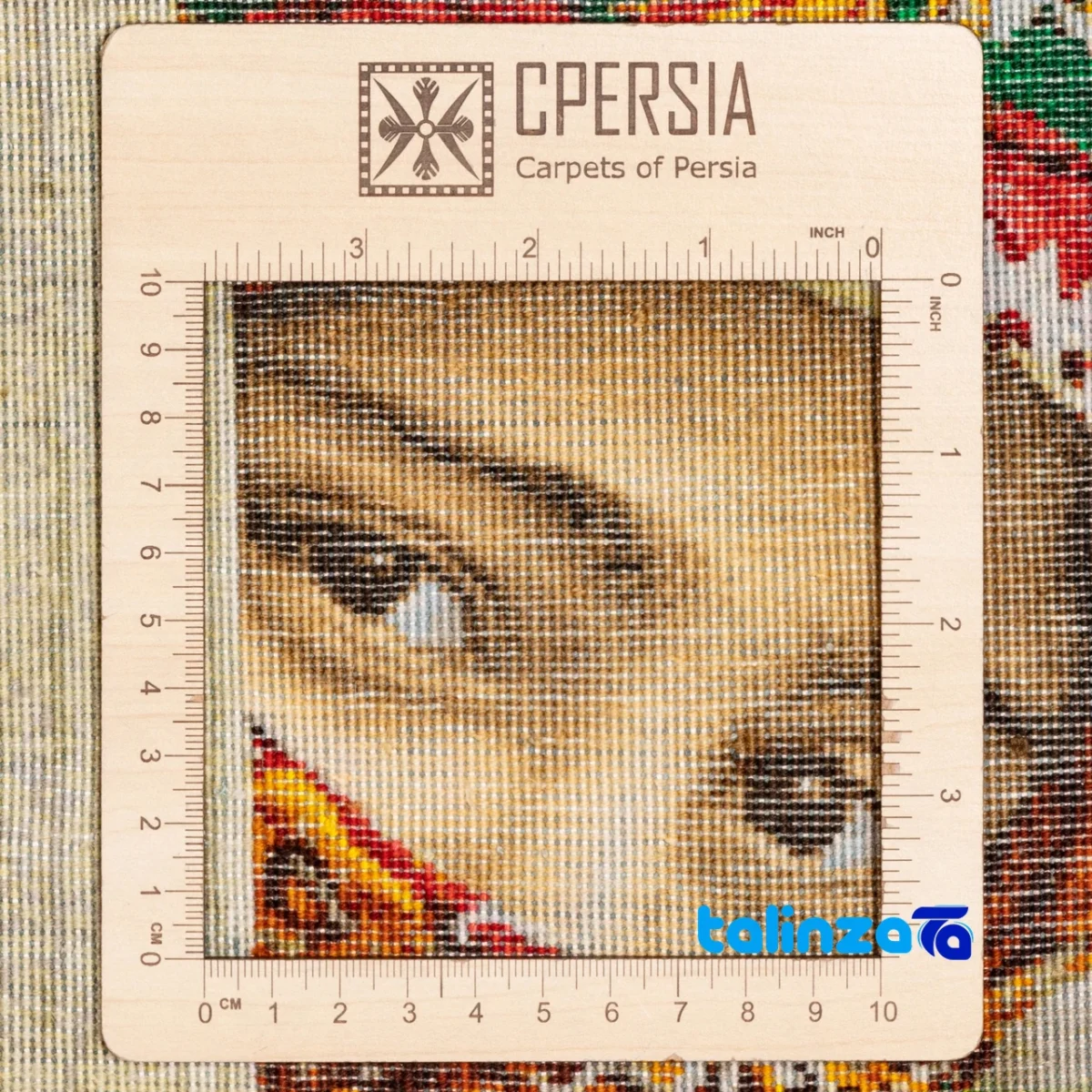 Detail view of C Persia Handwoven Tapestry Turkish Girl Model pile texture close-up