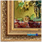 Detail view of Mirnazami Handwoven Tapestry Floral Design pile texture close-up
