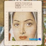 Detail view of C Persia Handwoven Carpet Wall Art Girl Kashan pile texture close-up