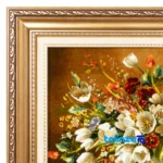 Detail view of Si Persia Handwoven Tapestry Floral Design pile texture close-up