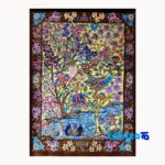Detail view of Komeh Handwoven Carpet Tapestry Scenic Design pile texture close-up