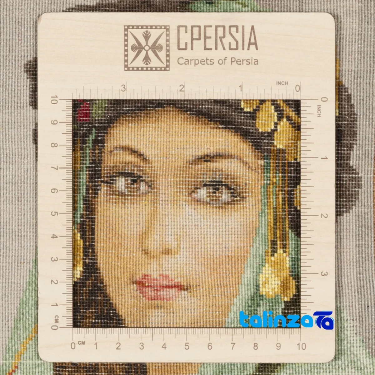 Detail view of Si Persia Handwoven Tapestry Kurdish Girl Design pile texture close-up