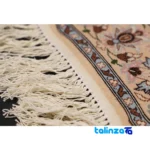 Detail view of Handwoven Carpet Wall Art Hunting Scene pile texture close-up