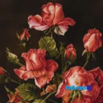 Detail view of C Persia Handwoven Tapestry Floral Design pile texture close-up