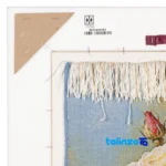 Detail view of Si Persia Handwoven Carpet Wall Art Flower in Vase pile texture close-up