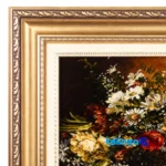 Detail view of C Persia Handwoven Carpet Wall Art Floral Design pile texture close-up