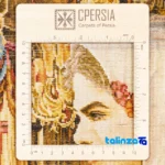 Detail view of C Persia Handwoven Tapestry Qajar Girl Artwork pile texture close-up