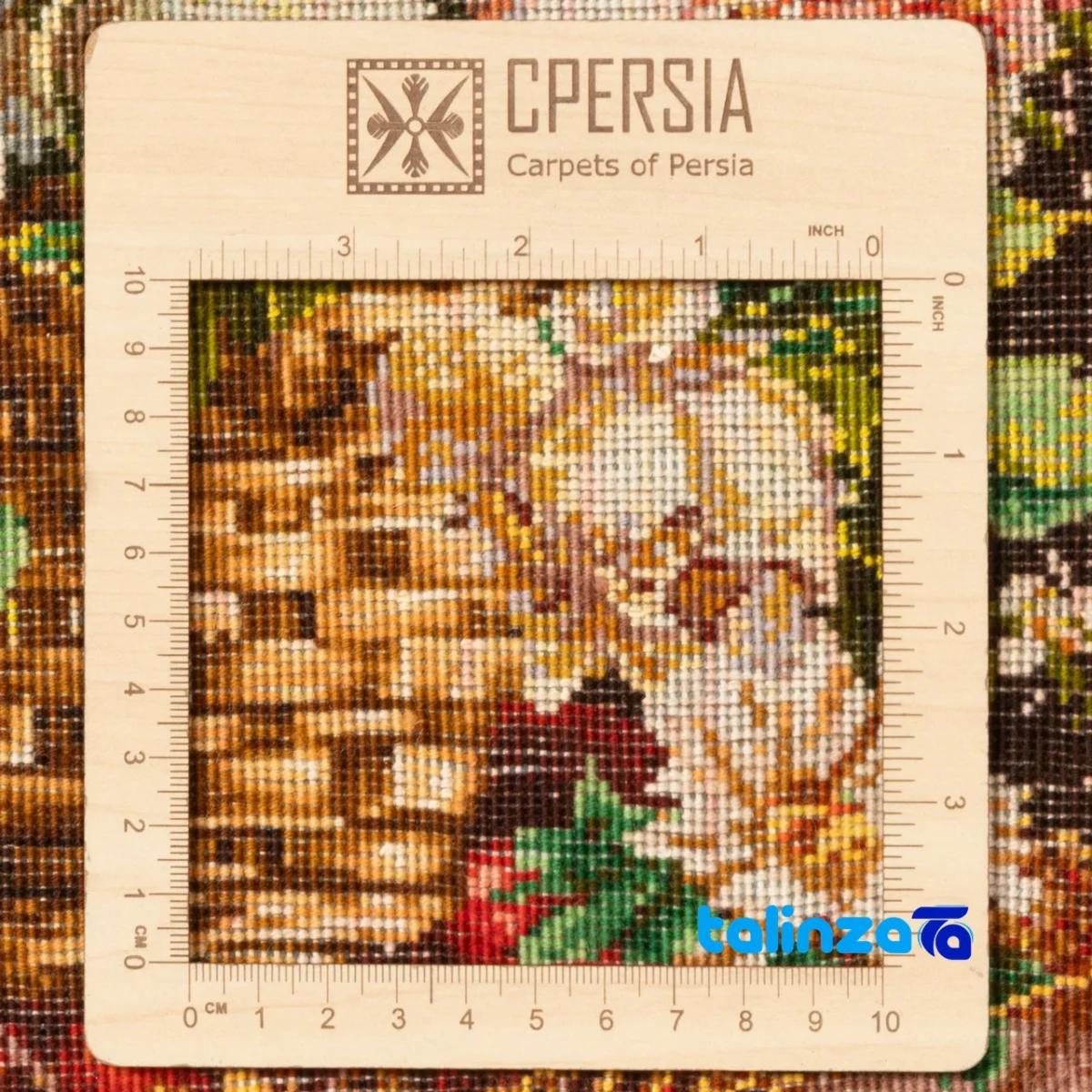 Detail view of Si Persia Handwoven Tapestry Floral Design pile texture close-up
