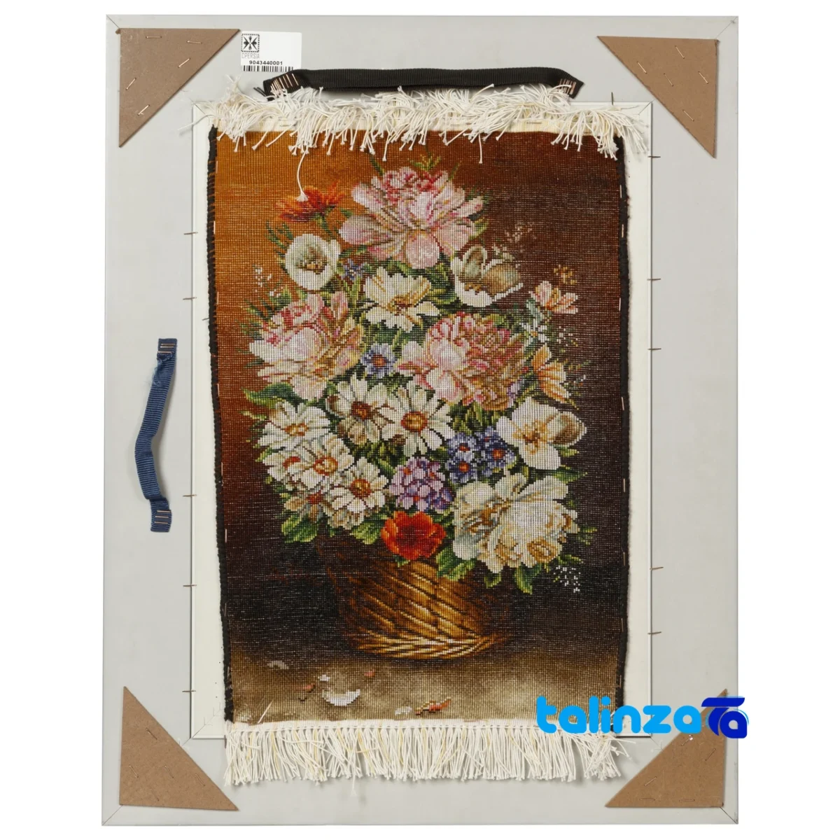 Packaging view of Si Persia Handwoven Tapestry Floral Design label and