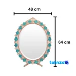 Packaging view of Magnificent Art Turquoise Inlaid Mirror Candleholder Set label and