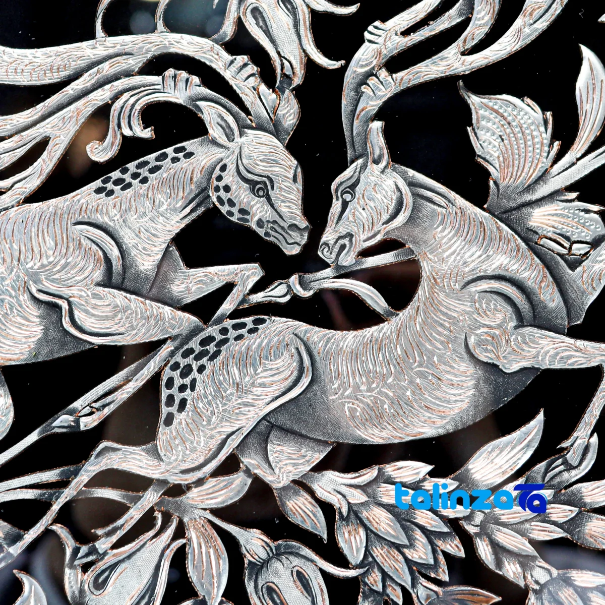Packaging view of Shahkar Copper Engraved Handmade Wall Artwork 127 x 3 label and