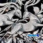 Packaging view of Shahkar Copper Engraved Handmade Wall Artwork 127 x 3 label and