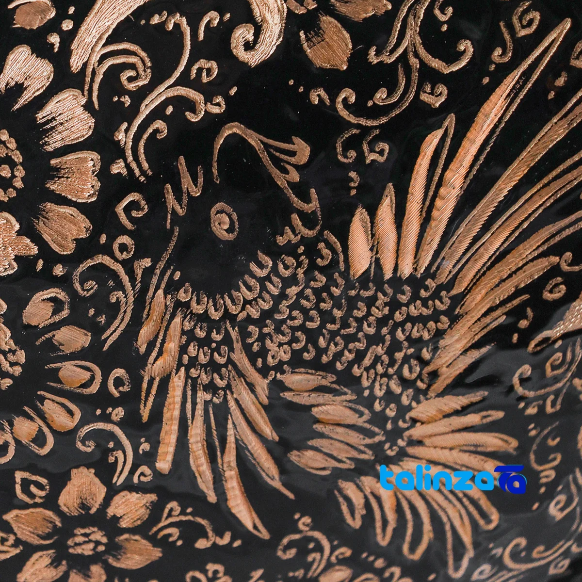 Packaging view of Copper Kashkul Diamond-Engraved Serving Bowl Diamond-cut label and
