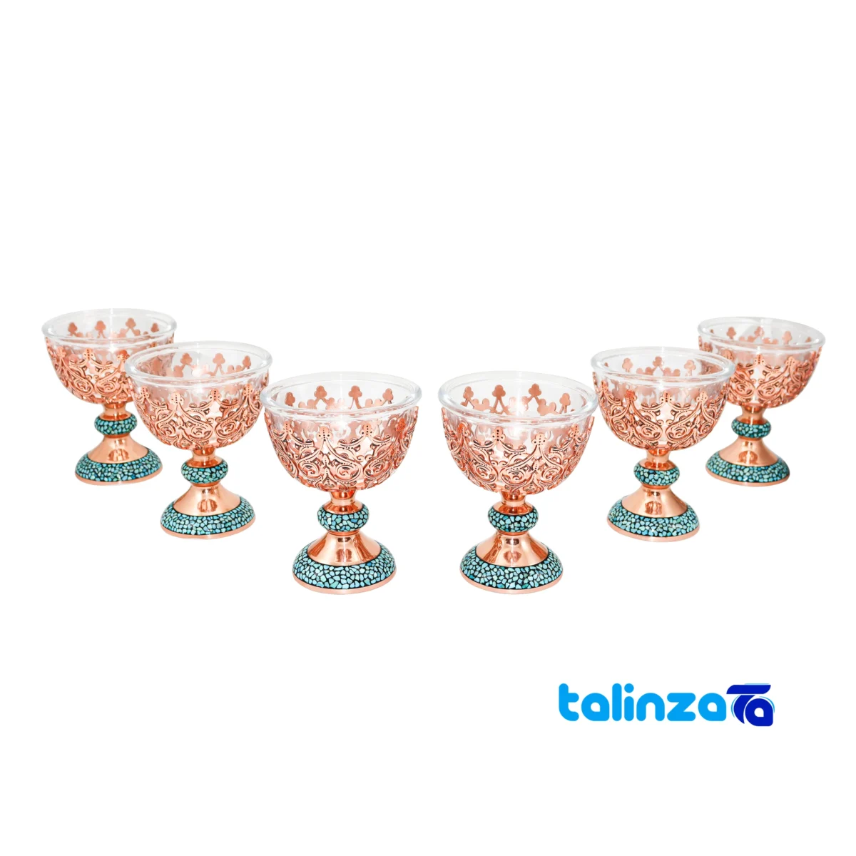 Detail view of Magnificent Art Turquoise Inlaid Seven Piece Nut Bowls Set nuts close-up texture
