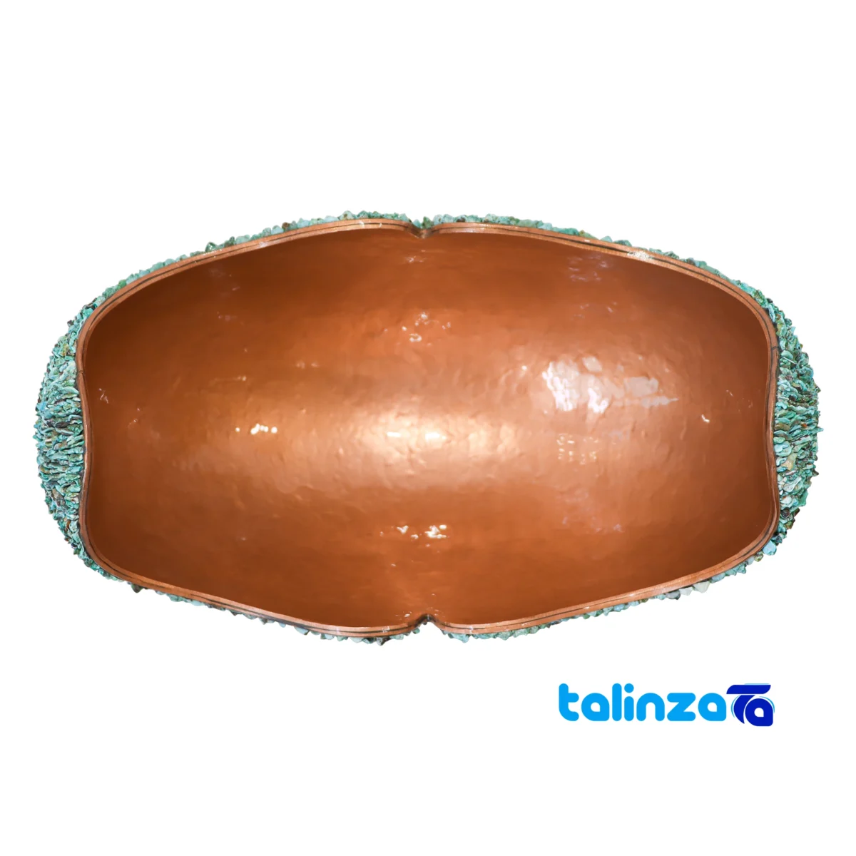 Packaging view of HQ3225Magnificent Art Turquoise Inlaid Candy Bowl Plate Set label and