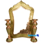 Packaging view of Khatamkari Mirror Candlestick Set Elegant Waistline Design label and