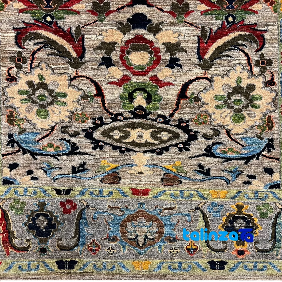 Qashqai Handwoven Rug Stunning Design Gray material and craftsmanship (Weave close-up)