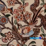 Detail view of Handwoven Persian Rug Hunting Design pile texture close-up
