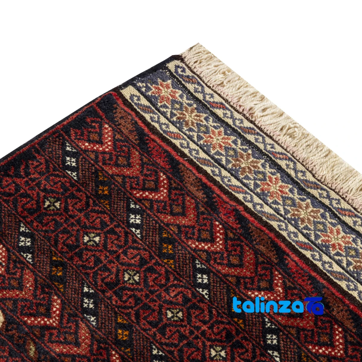 Baloch Handwoven Area Rug - Traditional Design - Detail view showing pile texture close-up
