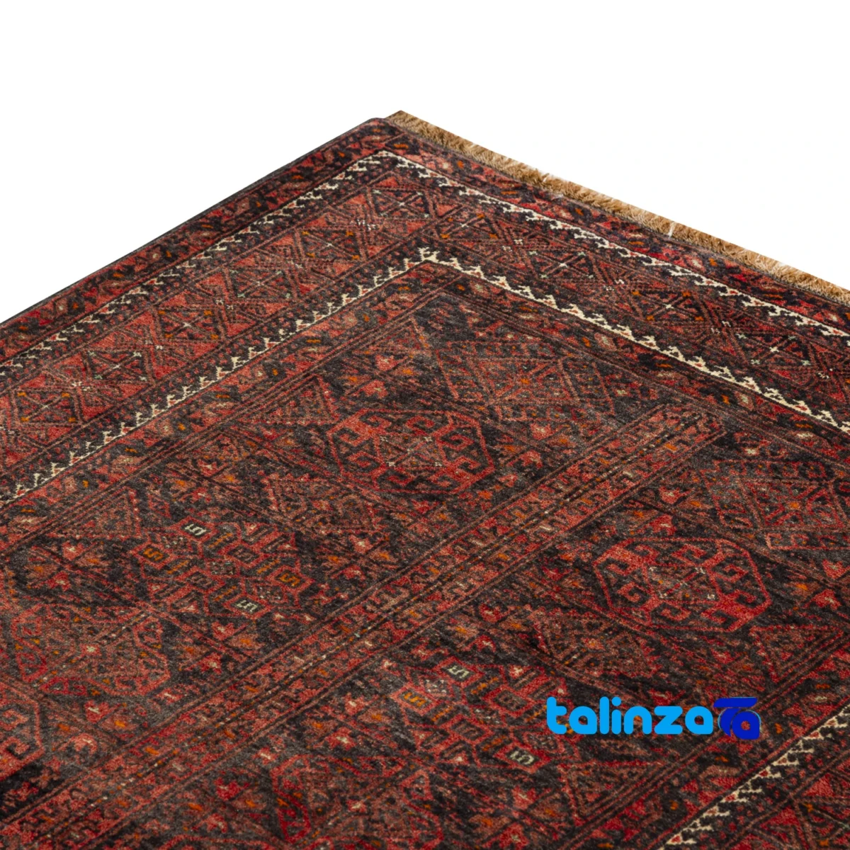 Baloch Handwoven Carpet Elegant Design - Detail view showing pile texture close-up