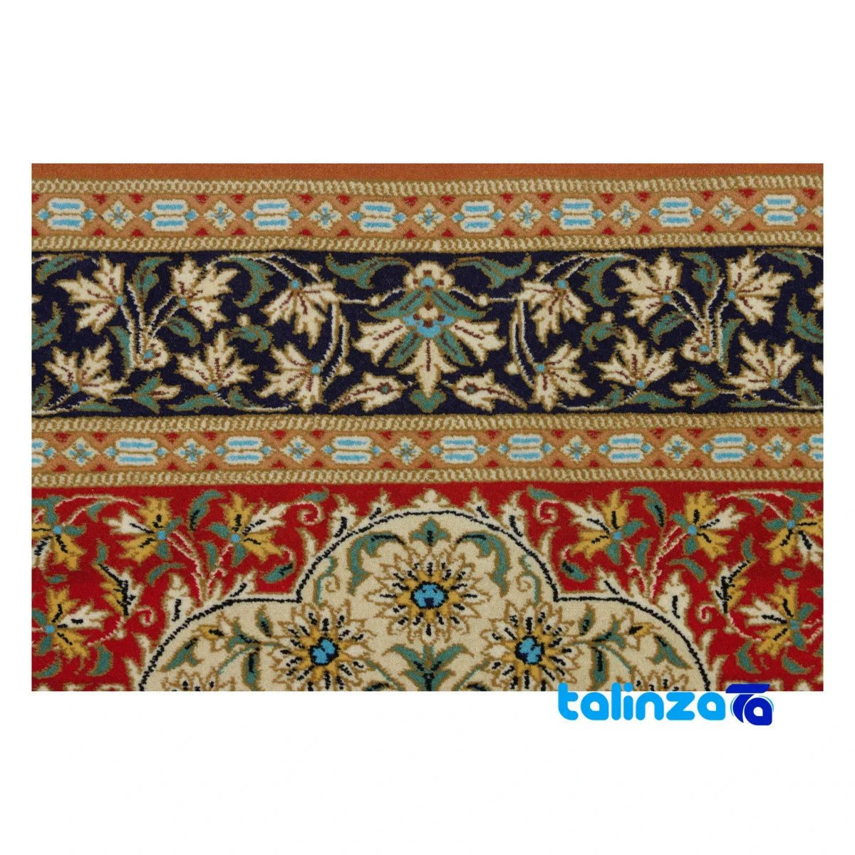Persian Handwoven Rug Latchak Design Cream - Detail view showing pile texture close-up