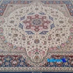 Detail view of Davari Handwoven Carpet Isfahan Design pile texture close-up
