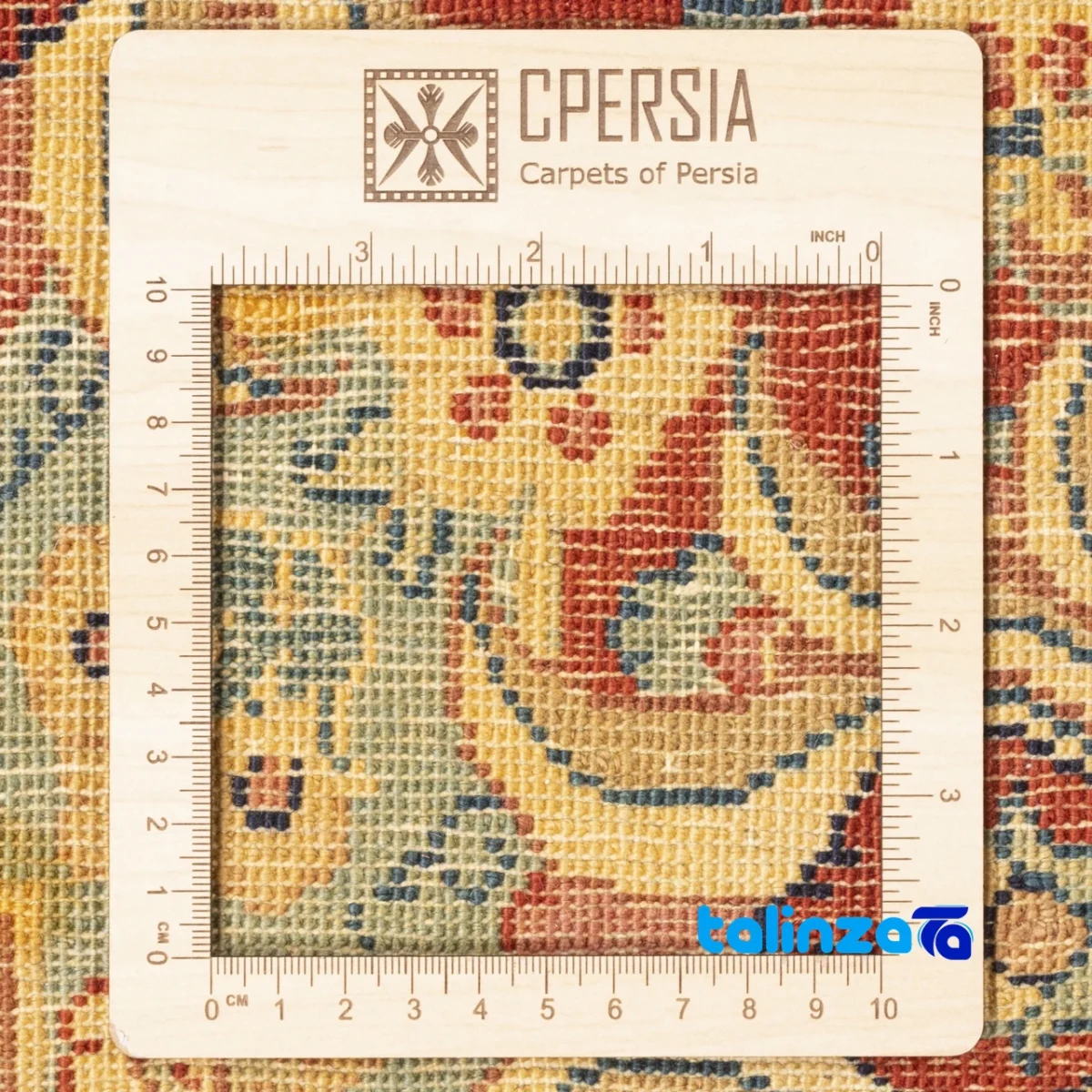 Cypress Persian Handwoven Rug Floral Design Yellow - Detail view showing pile texture close-up
