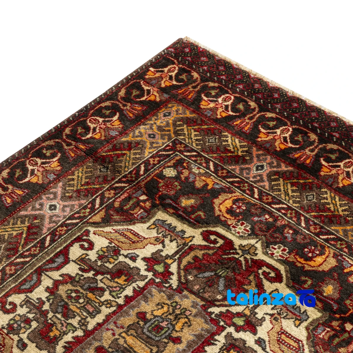 Baloch Handwoven Rug Area Design Natural Dye material and craftsmanship (Weave close-up)