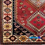 Weave close-up of Persian Handwoven Rug Geometric Design Copper material and craftsmanship