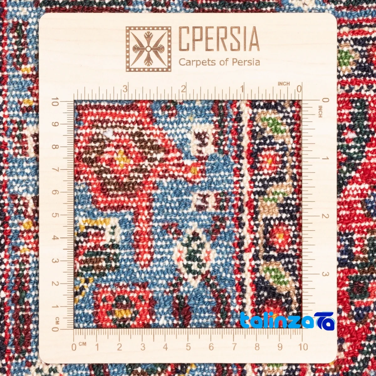 Weave close-up of C Persia Handwoven Rug Red Design material and craftsmanship