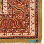 Detail view of Handcrafted Persian Rug Rectangular Geometric Design pile texture close-up