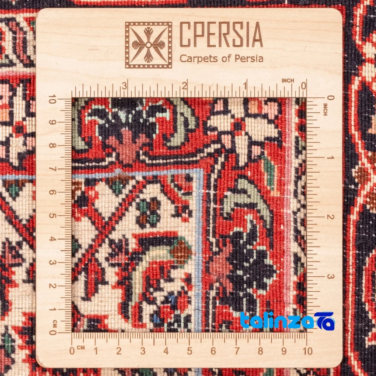 Cypress Persian Handwoven Rug Red 255x248x2 cm pile texture close-up (Detail view)