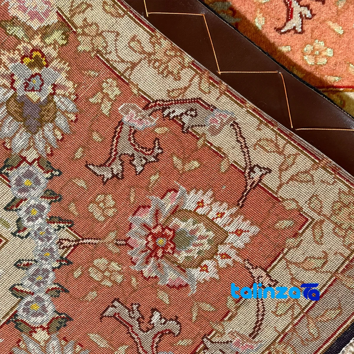 Detail view of Handmade Tabriz Carpet NKP.RJ101 Navy pile texture close-up