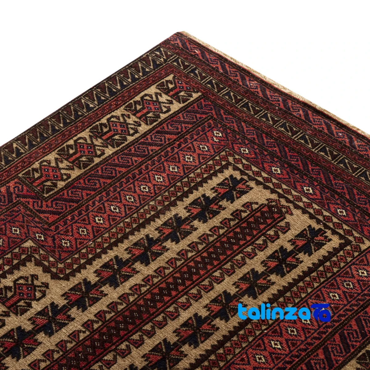 Handwoven Rug Model Baluch Cream Design 151x78x1 cm material and craftsmanship (Weave close-up)