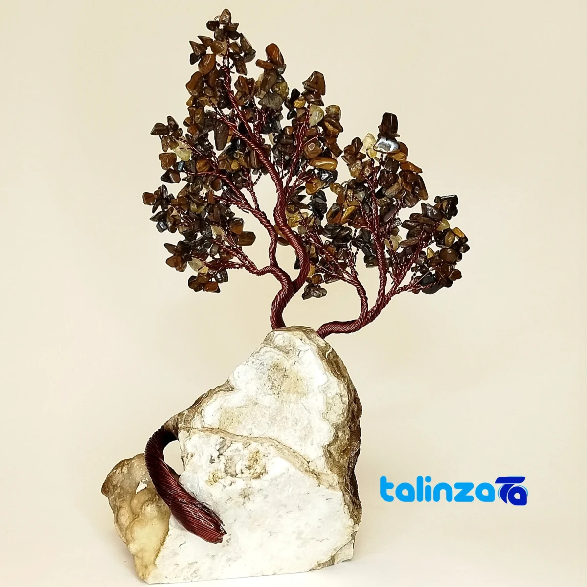 Tiger Eye and Citrine Decorative Tree Model - Packaging view showing label