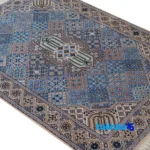 Nain Persian Rug Handwoven Blue Design pile texture close-up (Detail view)