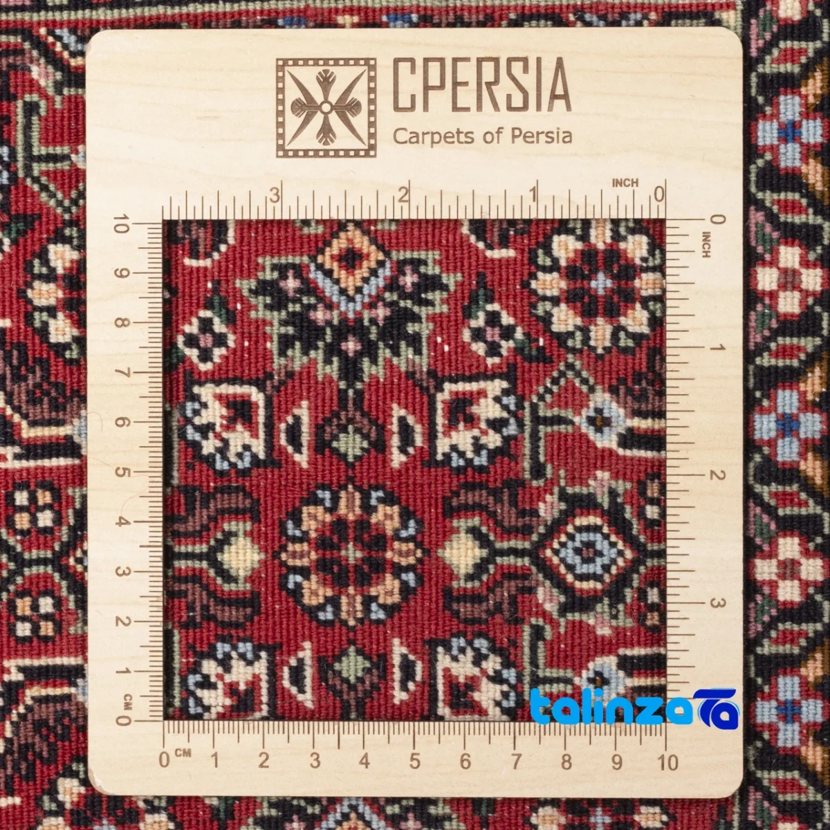 Detail view of C Persia Handwoven Rug - Luxurious Red Design 196x102x1 cm pile texture close-up