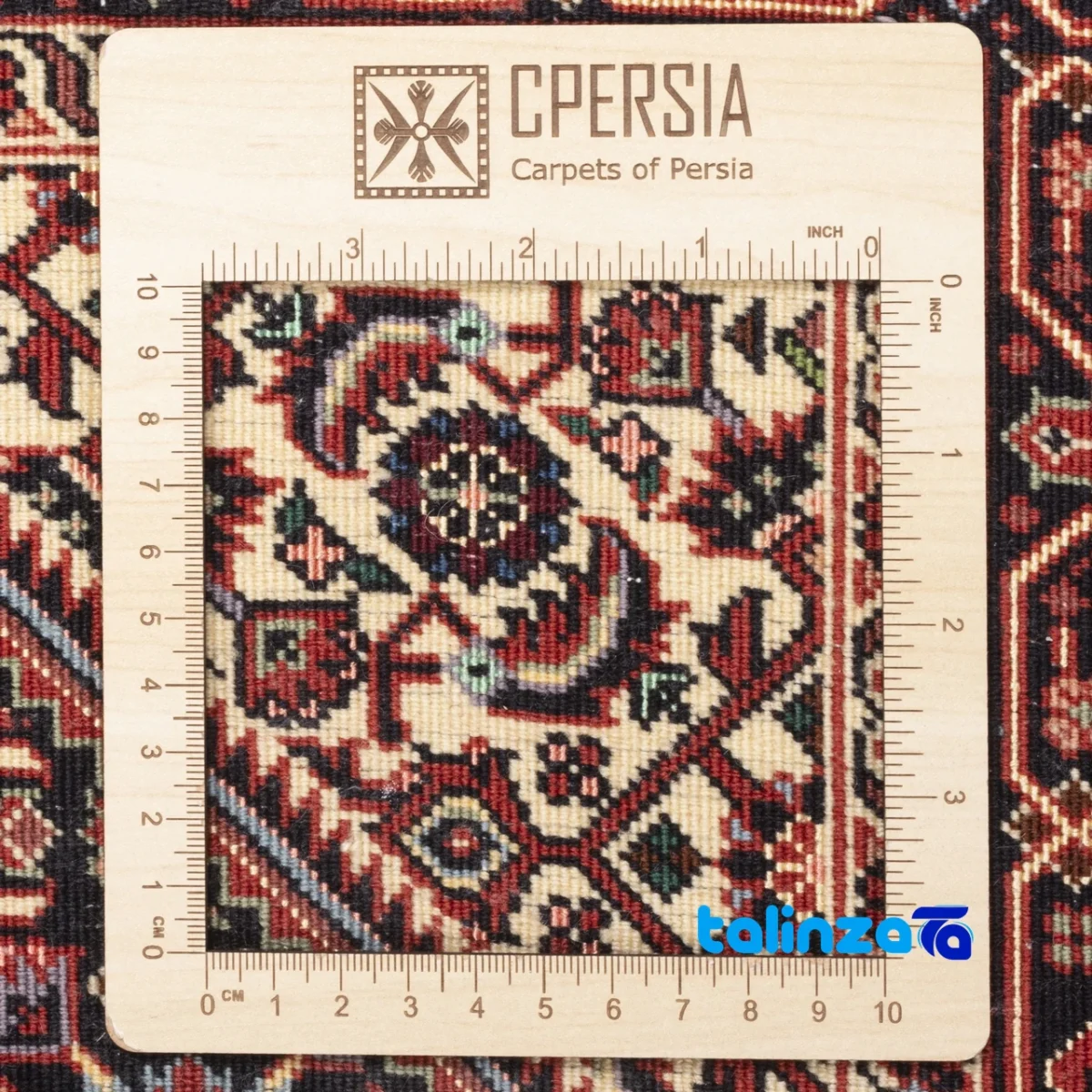 Detail view of Cypress Persian Handwoven Rug Red pile texture close-up