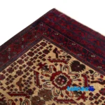 Handwoven Persian Rug Baloch Design Natural Dye Cream - Weave close-up showing material and craftsmanship