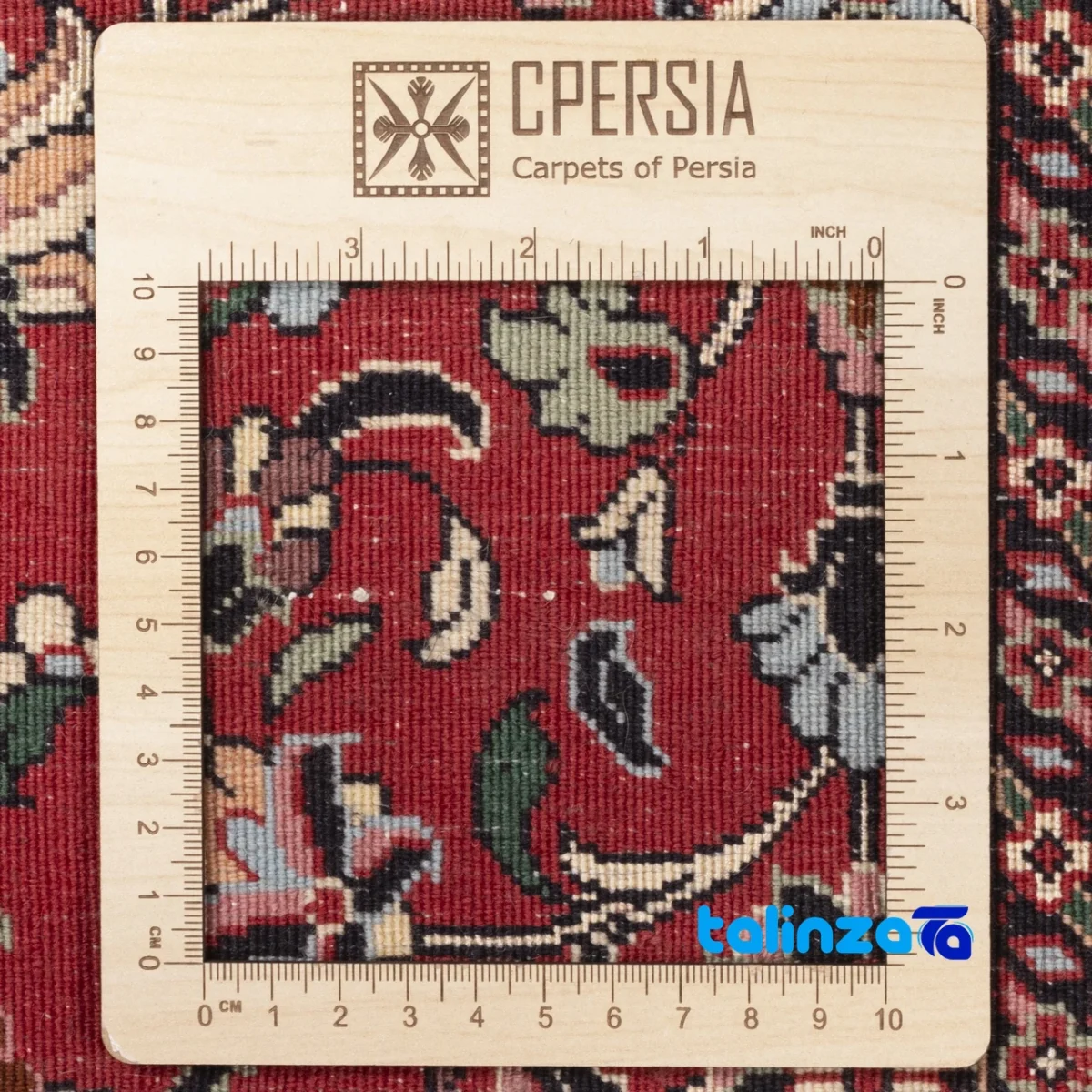 Detail view of Persia Handwoven Carpet Stunning Red Design pile texture close-up