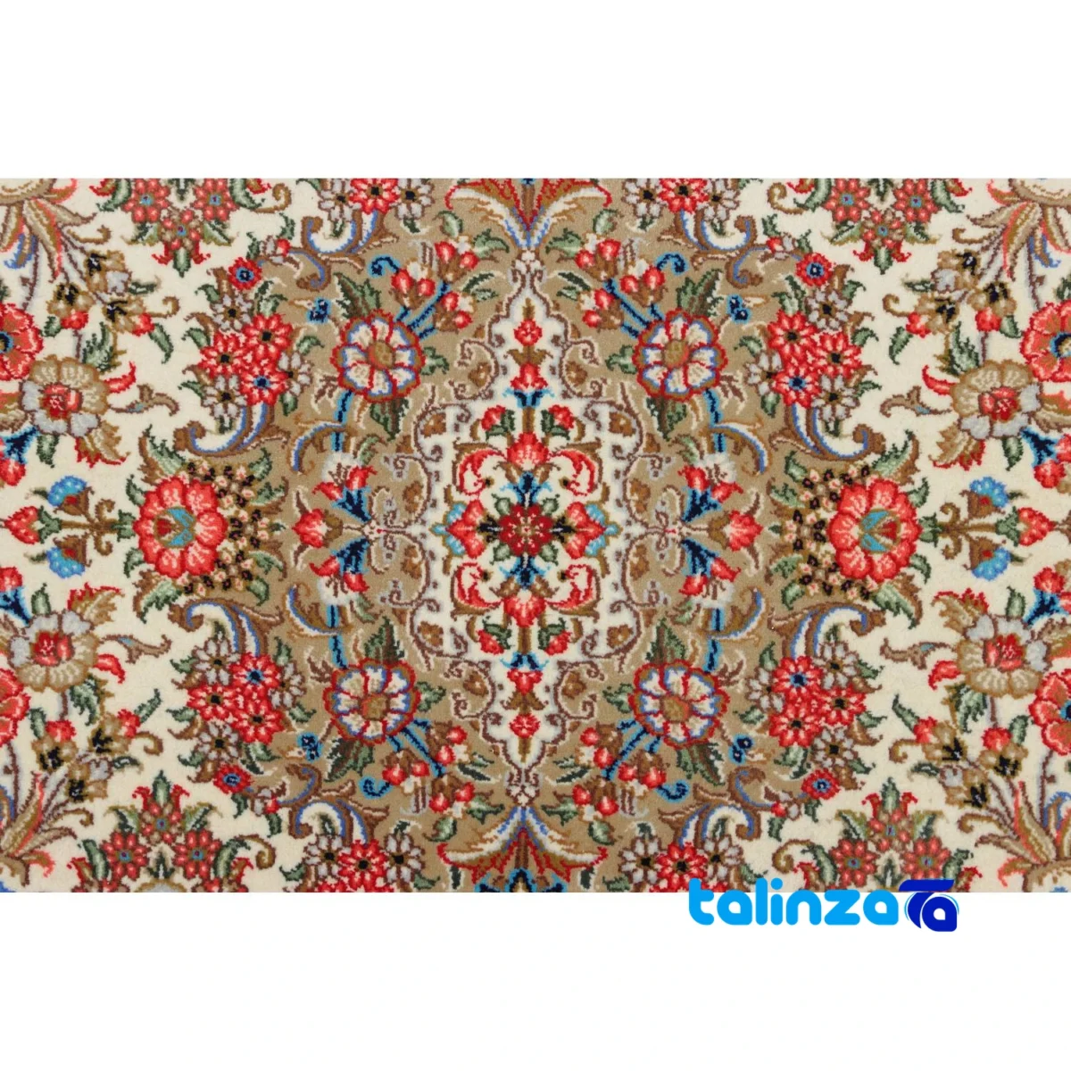 Persian Handwoven Rug Latchak Toranj Cream - Weave close-up showing material and craftsmanship