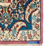 Handwoven Carpet Red with Blue Borders material and craftsmanship (Weave close-up)