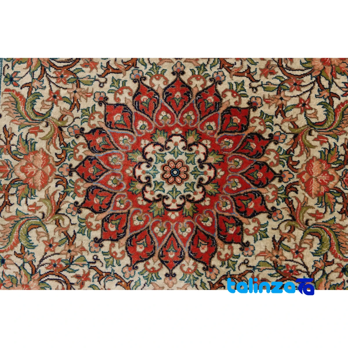 Handwoven Persian Rug Turanj Design Cream - Weave close-up showing material and craftsmanship