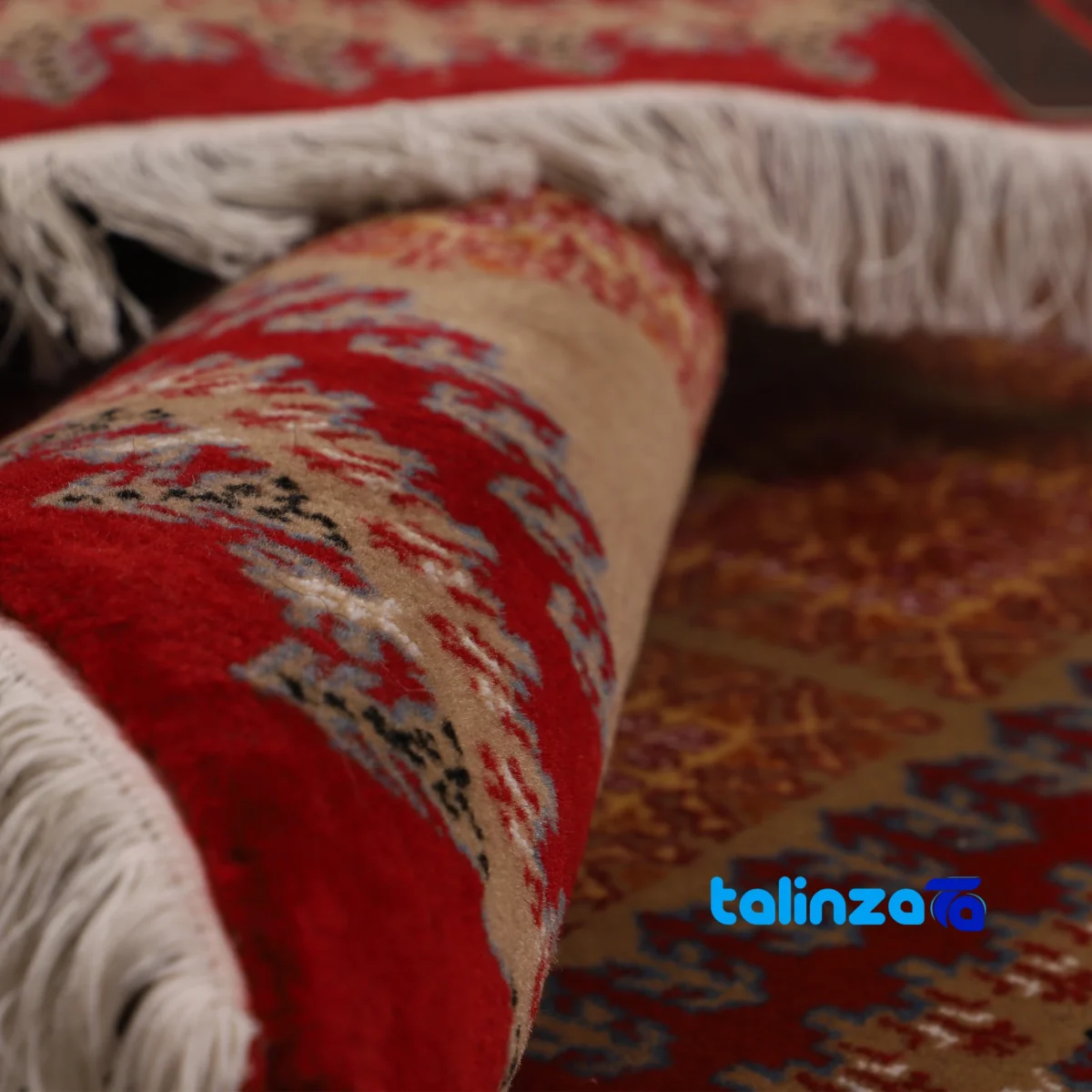 Yelmeh Handcrafted Rug Cream Geometric Design - Weave close-up showing material and craftsmanship
