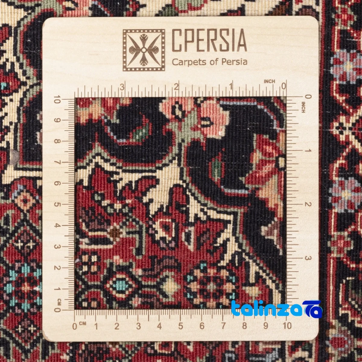 Persia Handwoven Carpet Red Luxurious Design pile texture close-up (Detail view)