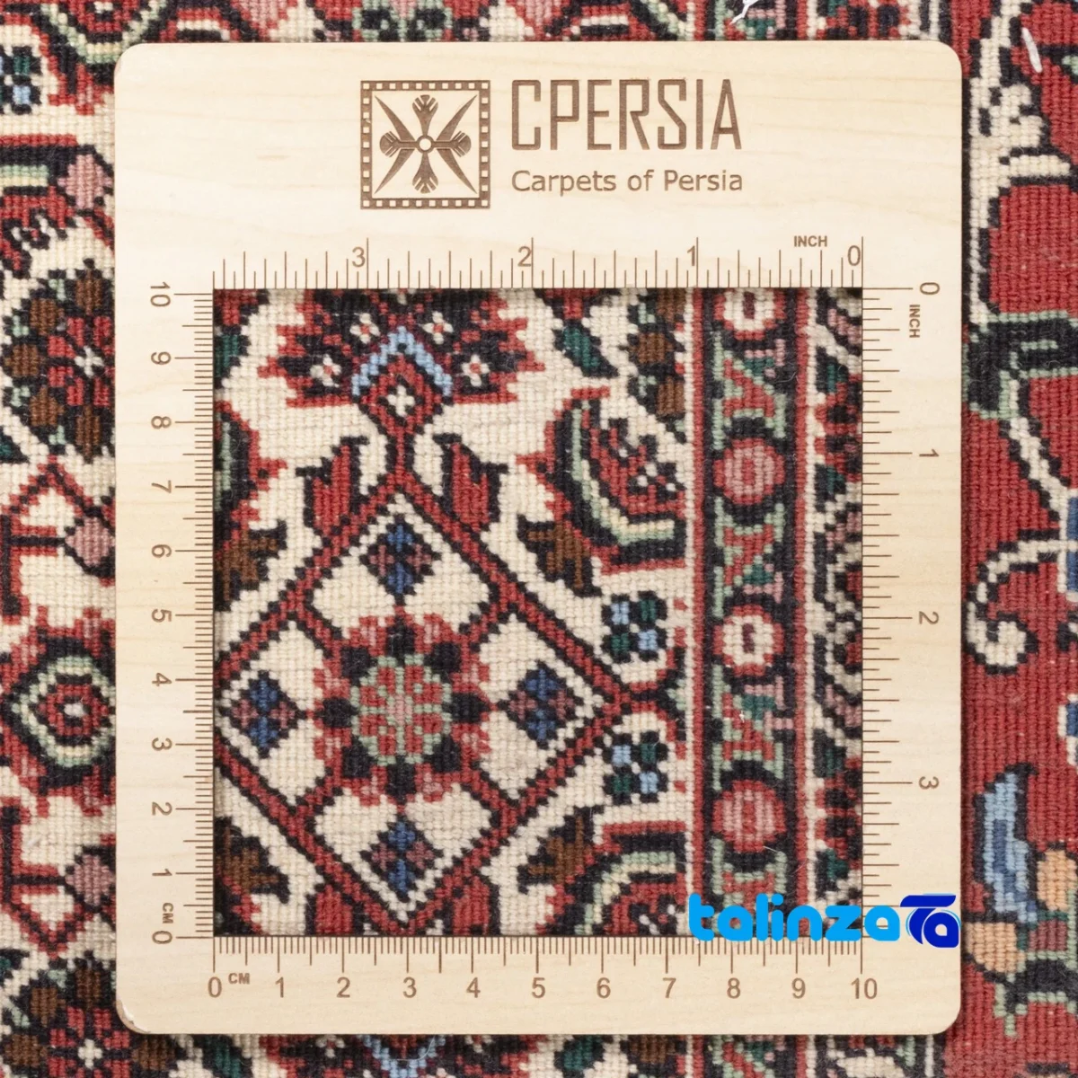 Detail view of Si Persia Handwoven Rug Red pile texture close-up