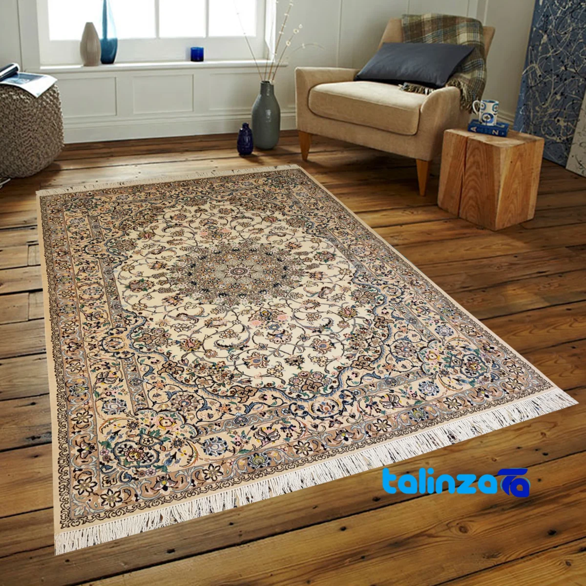 Nain Handmade Carpet Elegant Design 250x160x2 cm - Weave close-up showing material and craftsmanship