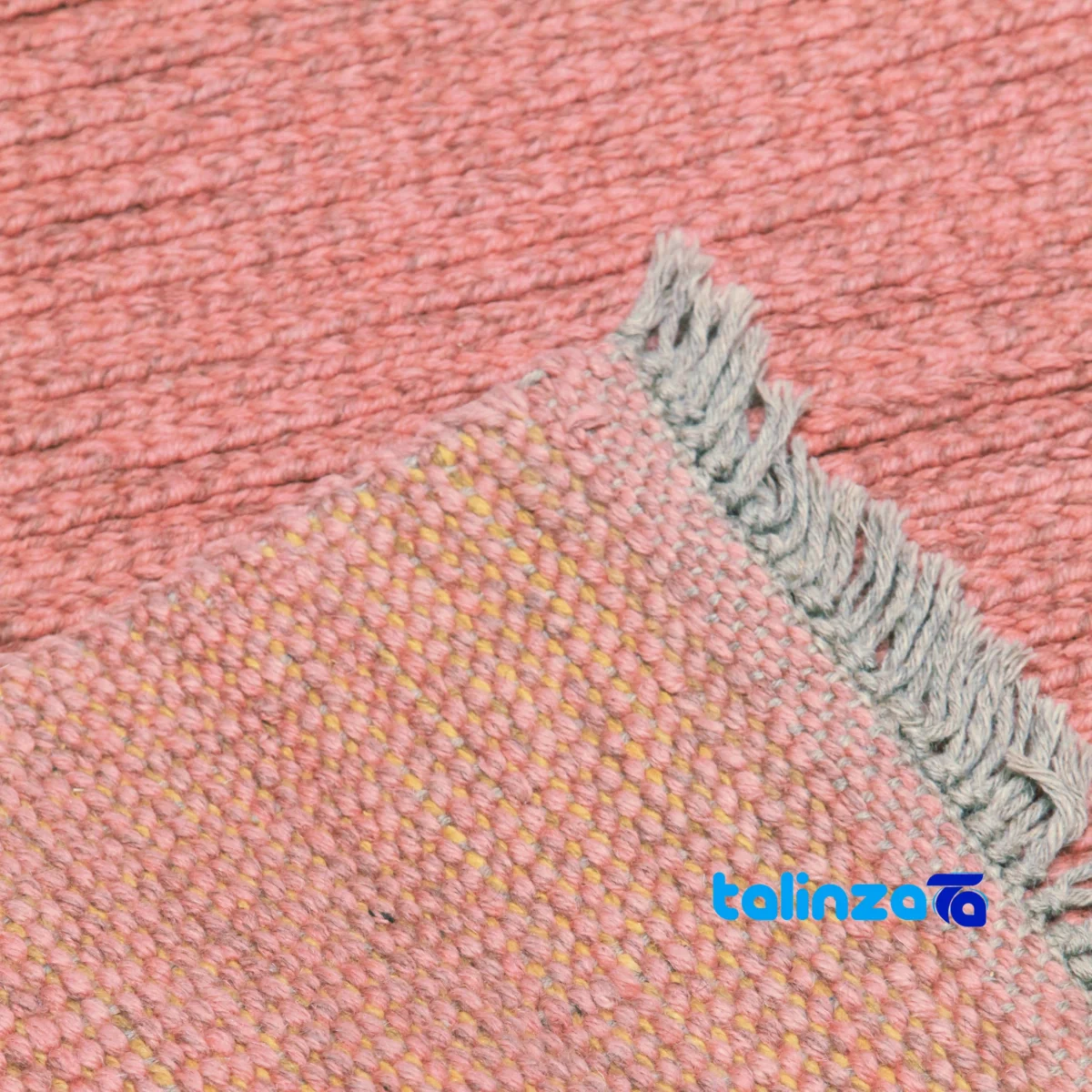 Moroccan Handwoven Carpet Peach material and craftsmanship (Weave close-up)
