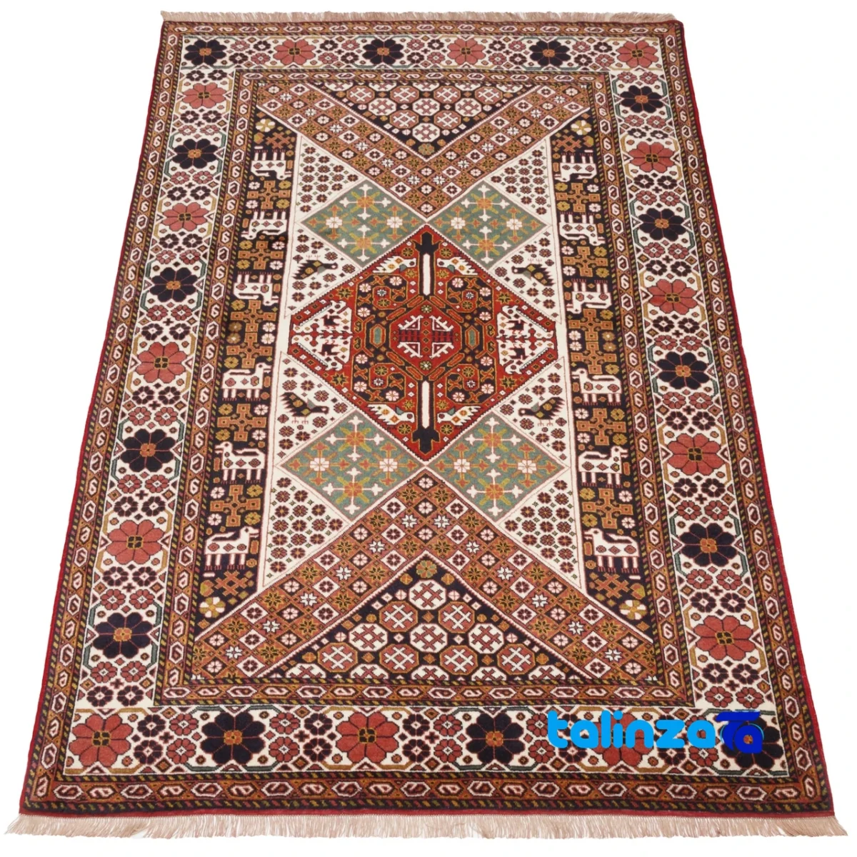 Weave close-up of Cypress Persian Handwoven Rug Model 179858 Cream material and craftsmanship